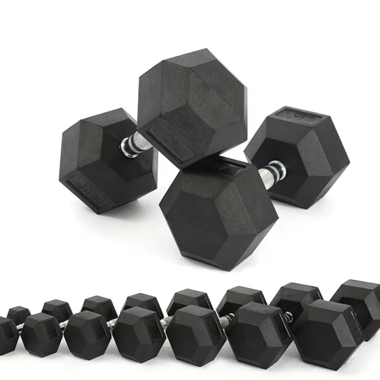 Manubri in gomma esagonale per attrezzature fitness commerciali con impugnatura cromata per allenamento in palestra a casa